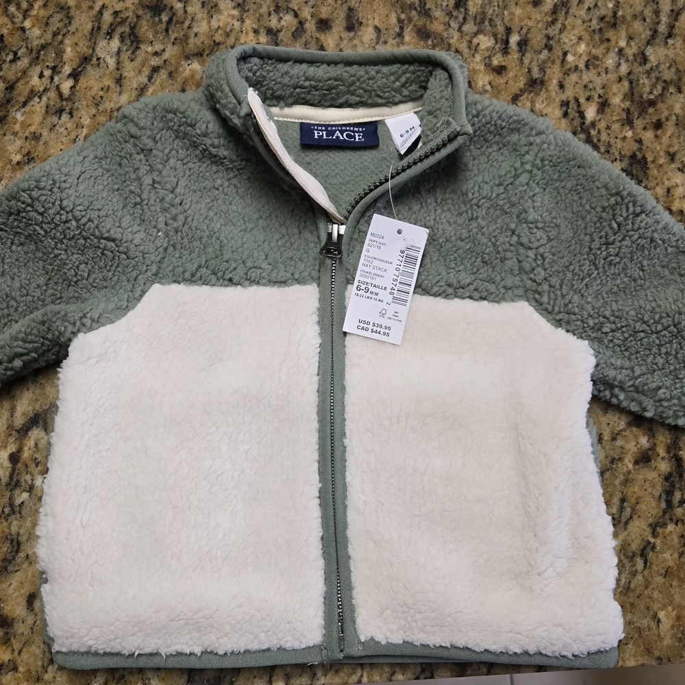 The Children's Place Green and White Fleece Jacket